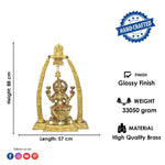 34 Inch Dhan Lakshmi on Mandap with Ghanti - Kanchan Kamala Devi Brass Murti