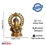 10.6 Inch Lord Ganesha on Singhasan Brass Idol