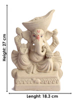 Plain 11 Inch Padmasana Ganpati With Mavala Pagdi