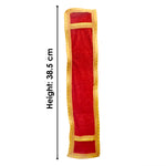 Red Velvet Ganpati Idol Patka with Traditional Gold Border