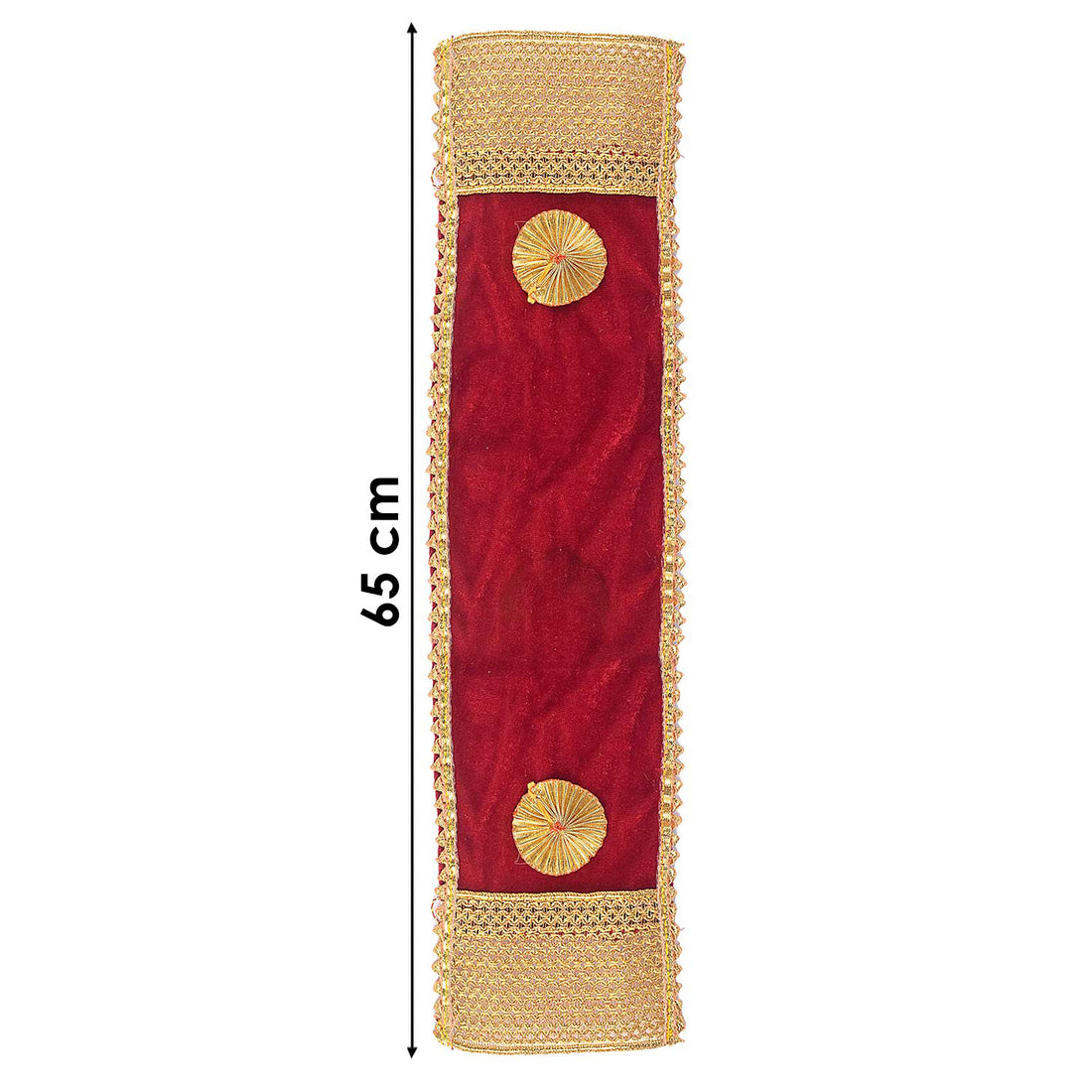 Premium Maroon Velvet Ganpati Idol Patka with Gold Medallion