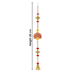 Auspicious Lotus and Swastik Wall Hanging with Bell