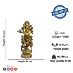 43 Inch Large Brass Krishna Flute Player Statue - Tribhanga Pose