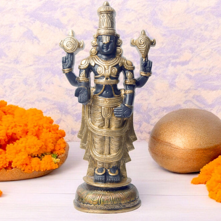 Large Brass Idol of 17 Inch Tirupati Balaji Brass Idol or Wall Hanging. Embrace the divine power and energy of Kali Mata with this intricately handcrafted 6-inch Brass Kali Mata Idol. Known as the goddess of destruction, transformation, and liberation, Kali Mata represents the removal of negativity and the triumph of good over evil. on www.satvikstore.in