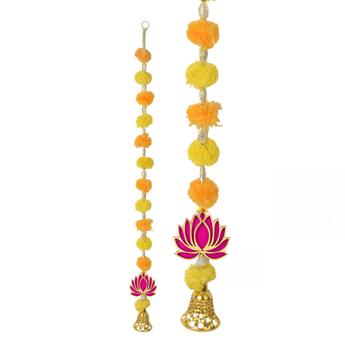 Marigold Lotus Hanging with Golden Bells – Ethnic Festival Decor