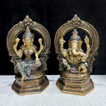 9.4 Inch Elegant Handcrafted Brass Lakshmi Ganesha Idol – Ideal for Diwali, puja room, gifting, and traditional home decor. India's Largest Puja Accessories Brand - Satvik No. 1 Brass Idol Collection 