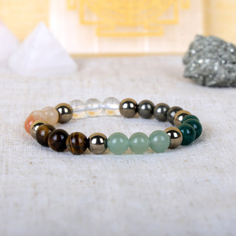 Money magnet dhan yog healing stone bracelet with pyrite citrine tiger eye green aventurine beads. India’s Largest Pooja Accessories Brand - www.satvikstore.in