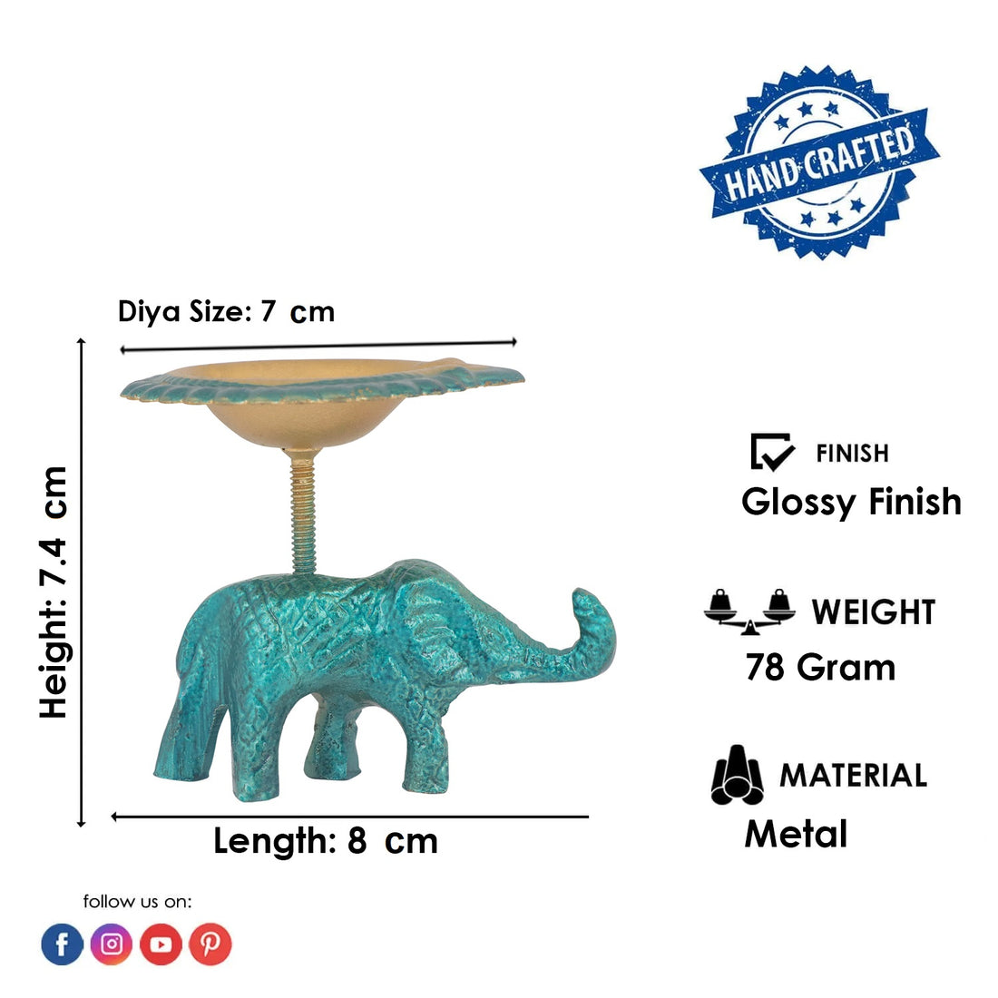 Spectacular Metal Elephant with Diya Showpiece