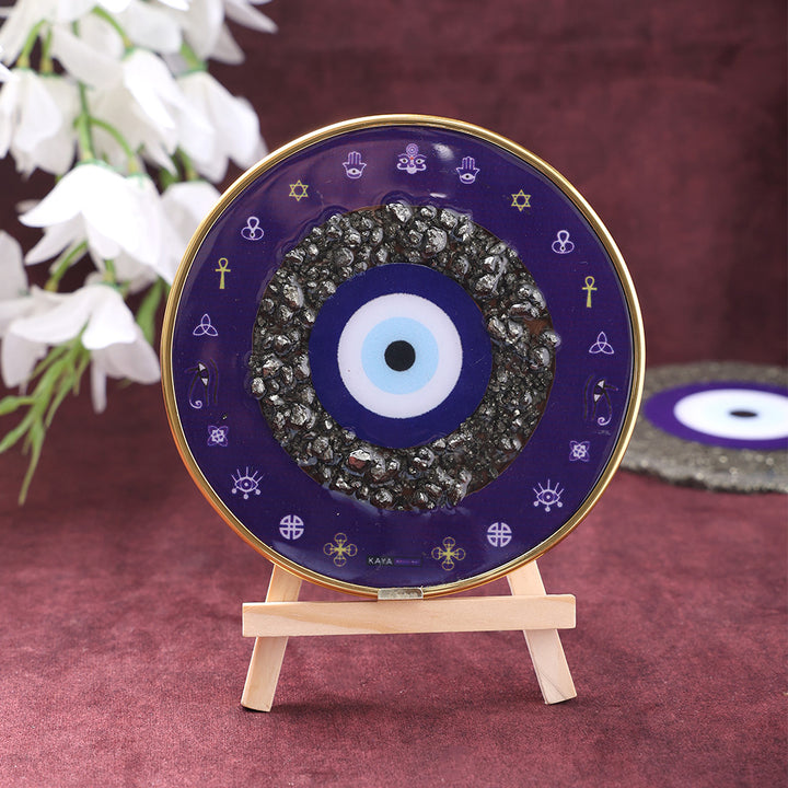evil eye pyrite chips frame stand protection wealth healing stone vastu decor. India’s Largest Puja Accessories Brand- www.satvikstore.in