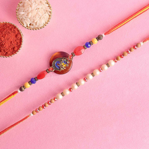 Set of 2 Traditional Rakhis for Brothers with Roli Chawal and Ram Sita Stickers – Raksha Bandhan Gift Pack. India’s Largest Pooja Accessories Brand - www.satvikstore.in