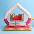 Exquisite handcrafted Jhula for Laddu Gopal with detailed artistic design, ideal for Janmashtami and daily pooja setup. India’s Largest Pooja Accessories Brand – www.satvikstore.in