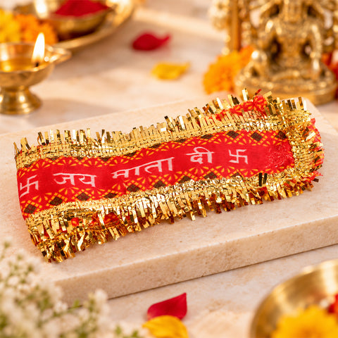 Jai Mata Di Patti Red and Gold – Set of 12 (95 cm x 6 cm)