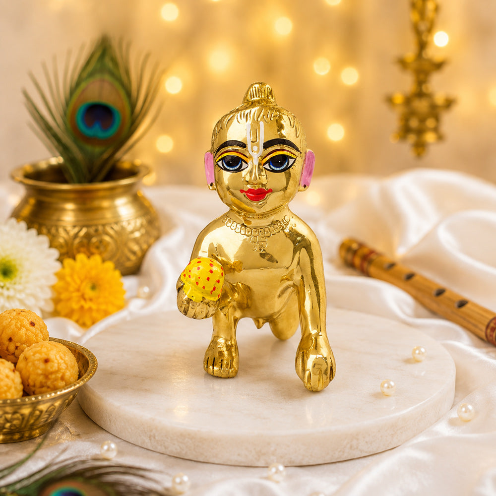 Brass Bal Gopal/Laddu Gopal Idol (Size 10)