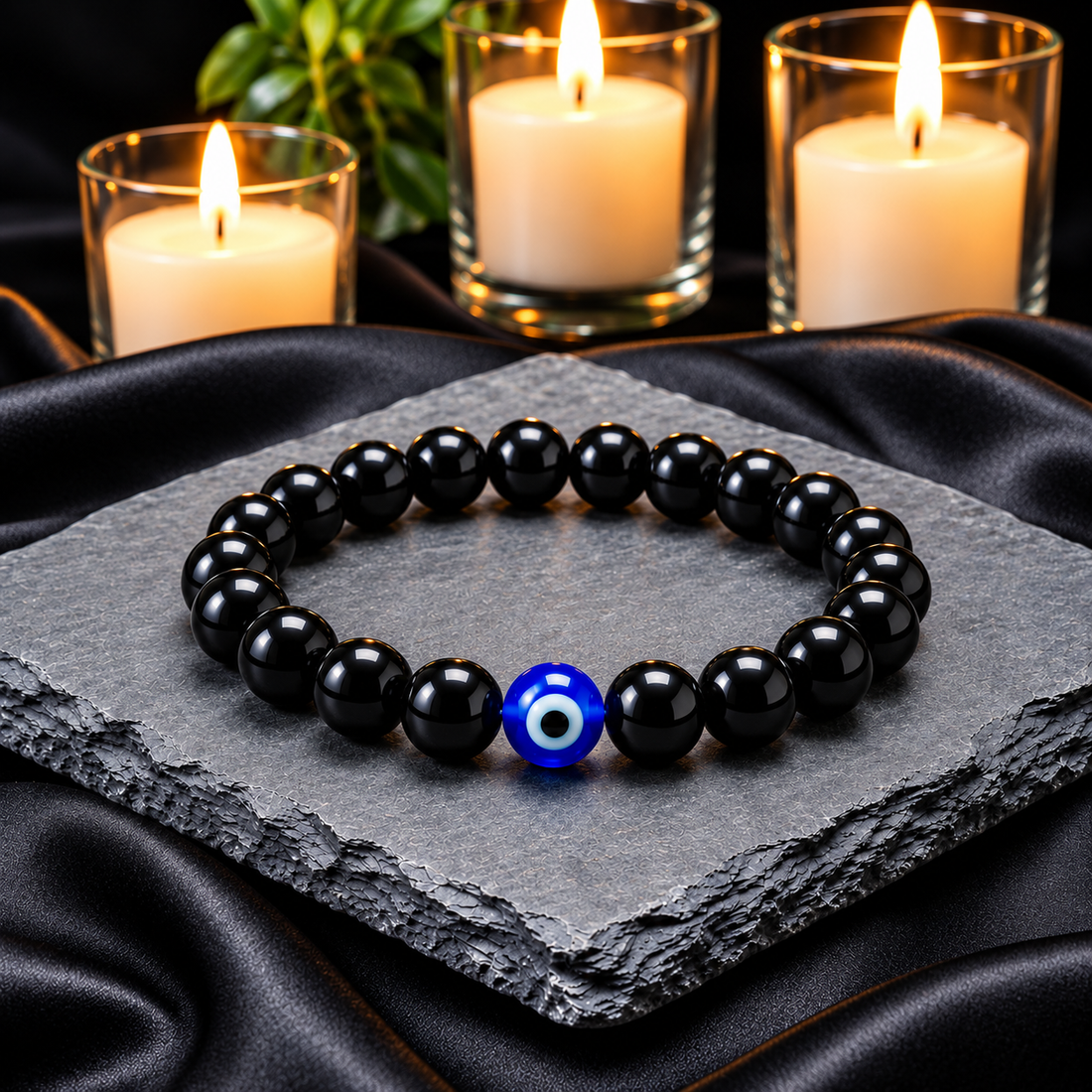 Black Obsidian Evil Eye Bracelet Spiritual Protection Wear