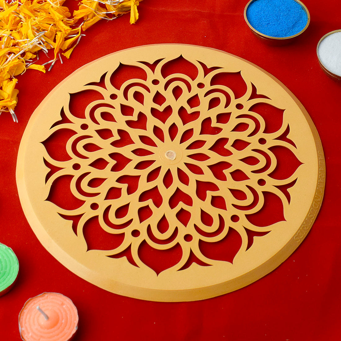 Circular Lotus Mandala Rangoli Stencil