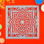 Square Geometric Interlocking Rangoli Stencil