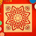 Decorative Square Star Lotus Rangoli Stencils