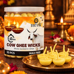60 min. Pure Cow Ghee Diya Wicks (Wax Free)