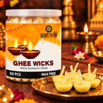 50 Pc Pure Cow Ghee Diya Wicks (Wax Free)