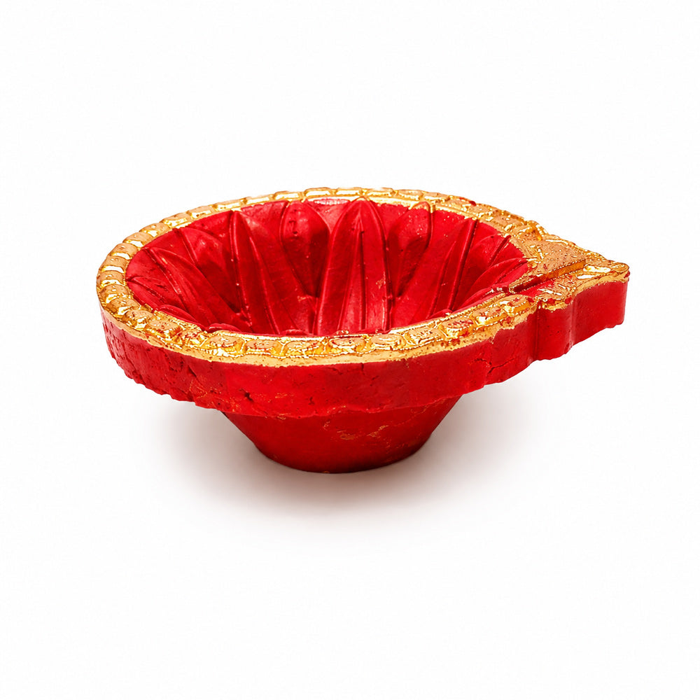 12 Pack Elegant Handcrafted Clay Diyas for Diwali