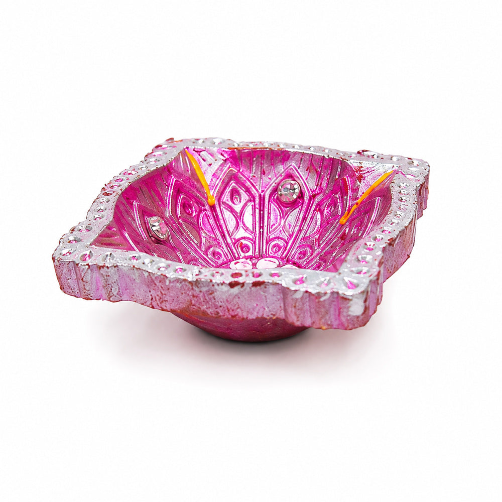 12 Pack Handcrafted Multicolor Diamond Clay Diyas