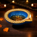 12 Pcs Hand-Painted Teardrop Multicolor Clay Diyas