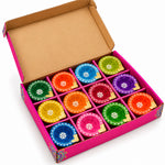 12 Pcs Premium Handmade Round Zigzag Border Clay Diyas