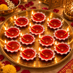 12 Pcs Decorative Painted Leaf-Vein Texture Clay Diyas