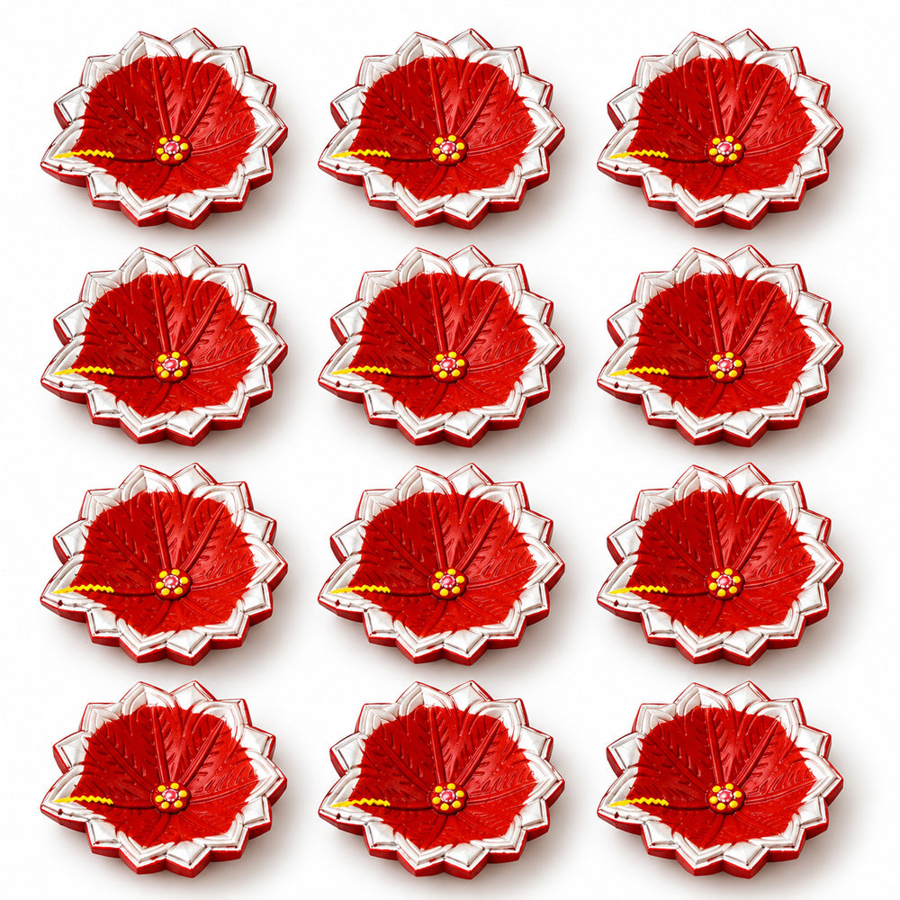12 Pcs Decorative Painted Leaf-Vein Texture Clay Diyas