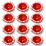 12 Pcs Decorative Painted Leaf-Vein Texture Clay Diyas