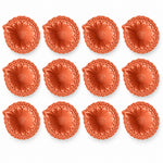 12 Pcs Handmade Flower-Carved Scalloped Clay Diyas