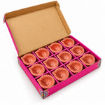 12 Pcs Handmade Flower-Carved Scalloped Clay Diyas