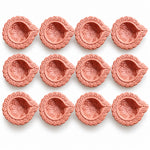 12 Pack Classic Lotus Pattern Earthen Clay Diya