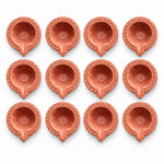 12 Pcs Traditional Clay Diya Set for Diwali Pooja