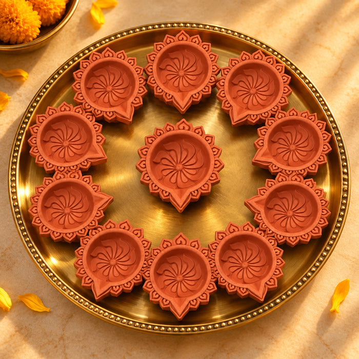 12 Pack Handcrafted Pinwheel Crowned Flame Clay Diyas