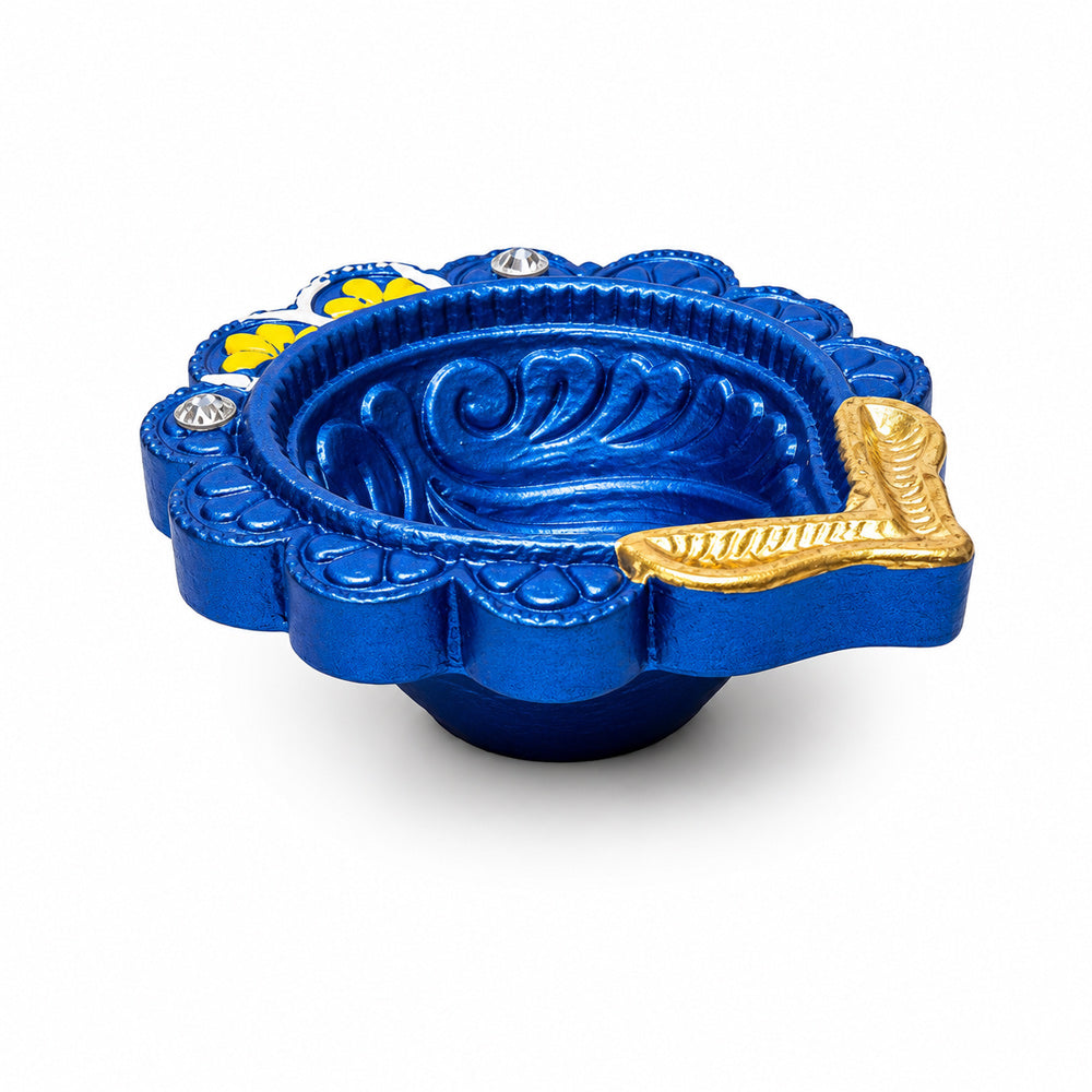12 Pack Designer Multicolor Golden Crown Spout Clay Diyas