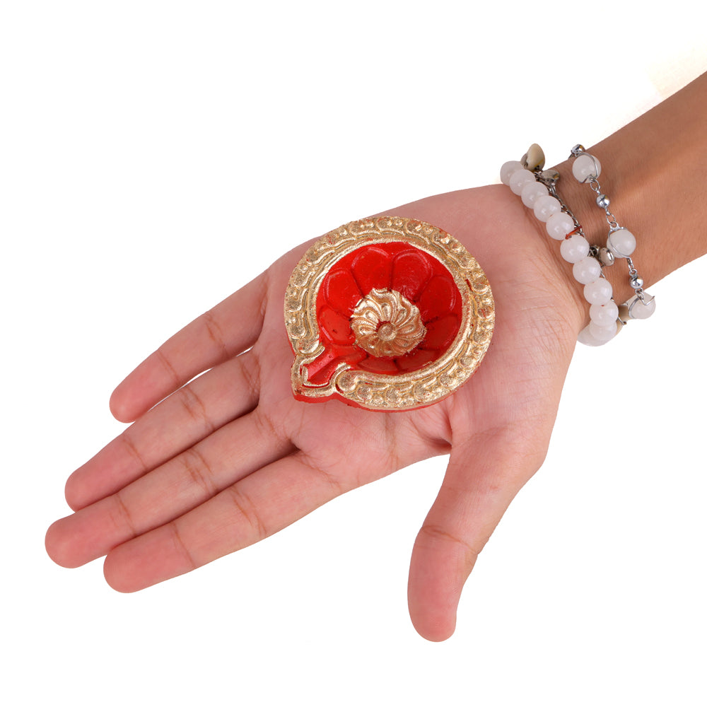12 Pack Classic Crimson Red & Gold Teardrop Clay Diyas