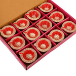 12 Pack Classic Crimson Red & Gold Teardrop Clay Diyas