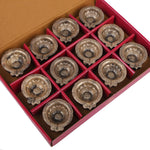 12 Pack Antique Metallic Silver & Black Designer Clay Diyas
