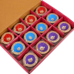 12 Pack Traditional Metallic Gold Lotus Center Clay Diyas