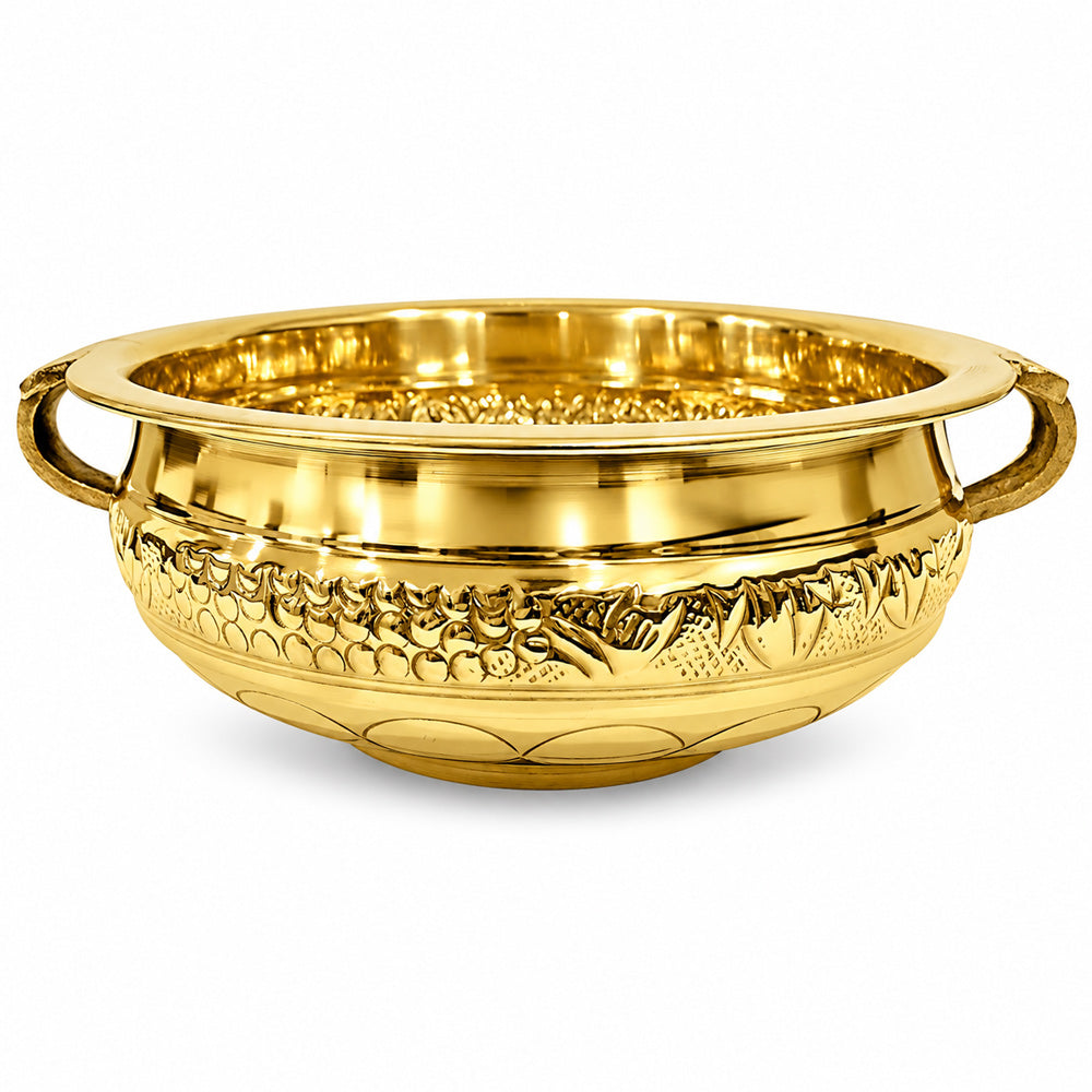 8 Inch Embossed Decorative Brass Designer Urli
