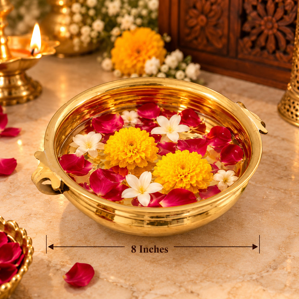 8 Inch Decorative Brass Designer Urli