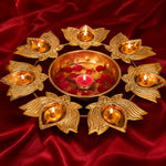 Lotus Petals Shape Metal Urli With Tea Light