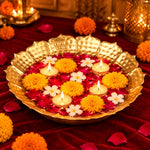 Metal Lotus Shape Urli for Decor With Floating Diya