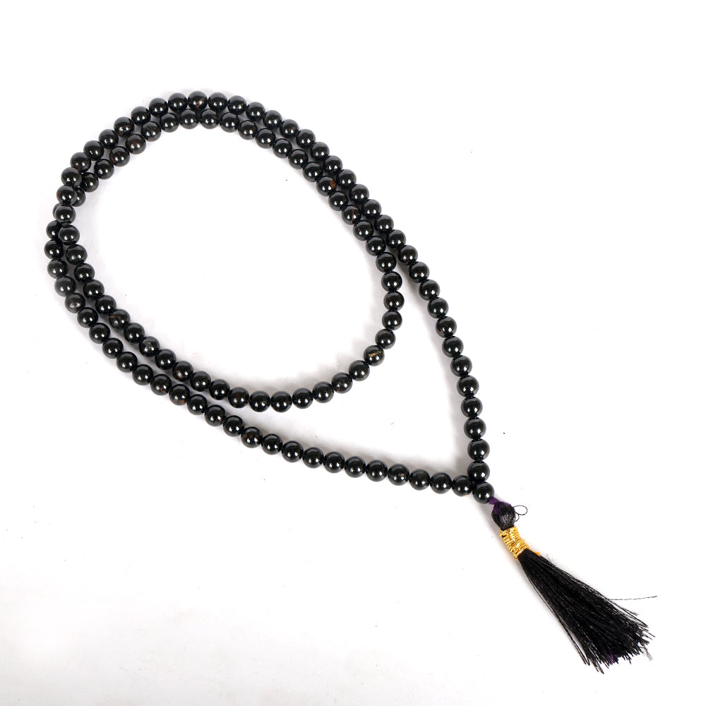 Premium Hakik Jap Mala Crystal Black turmaline