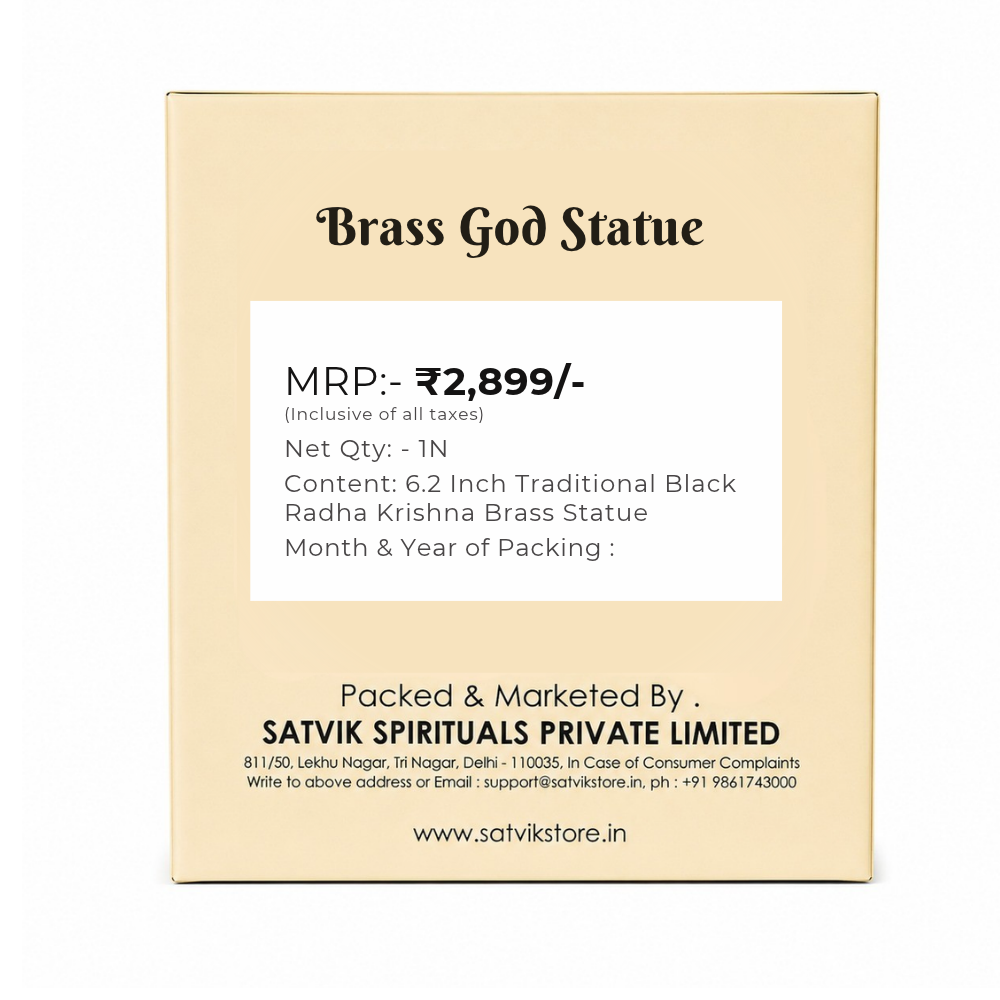 6.2 Inch Traditional Black Radha Krishna Brass Statue