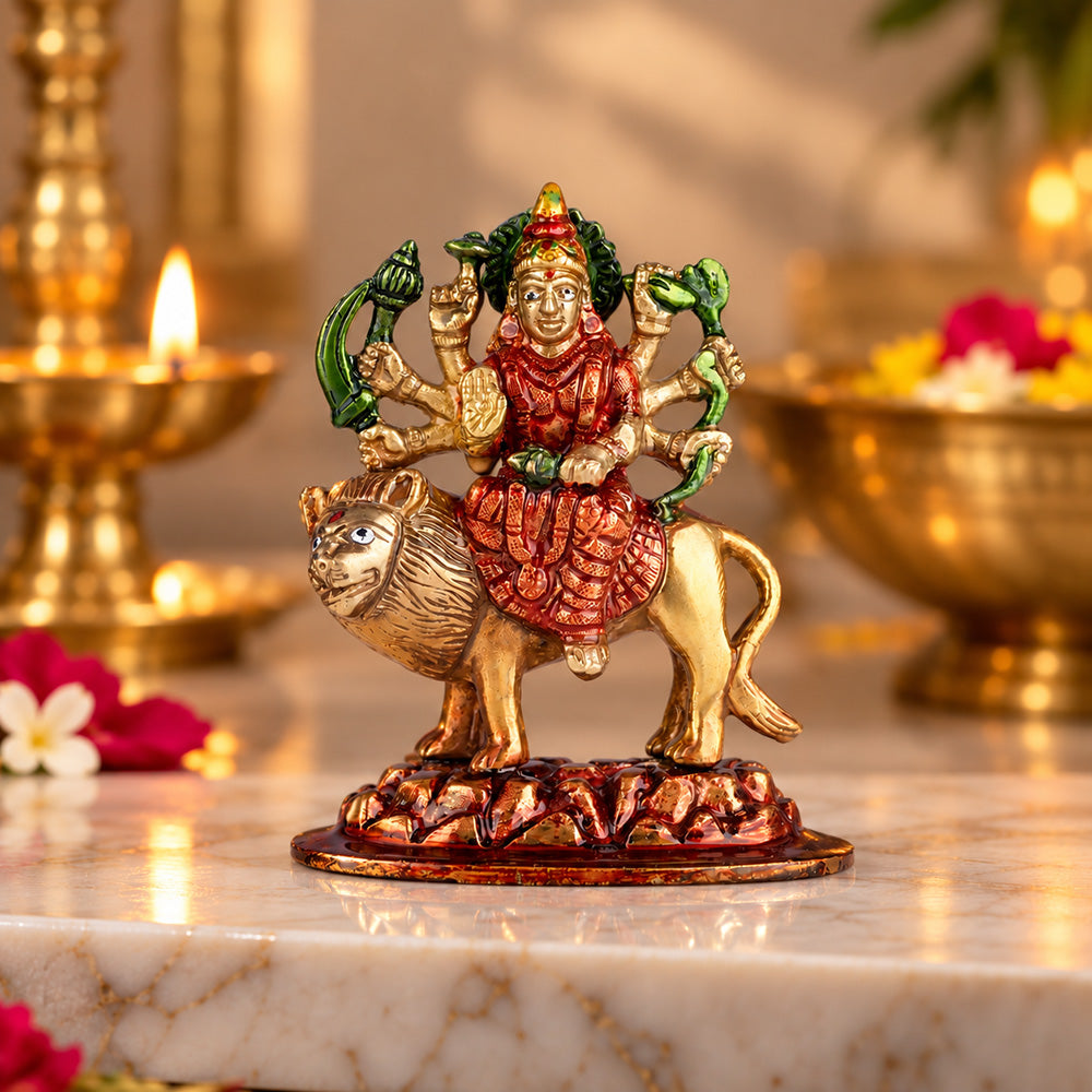 3.1 Inch Brass Sherawali Maa Idol