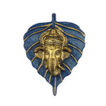 1 Pc Lord Ganesh Face on Leaf Patta Wall Hanging - Blue