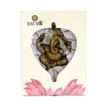 Lord Ganesh on Leaf Patta Wall Hanging - White