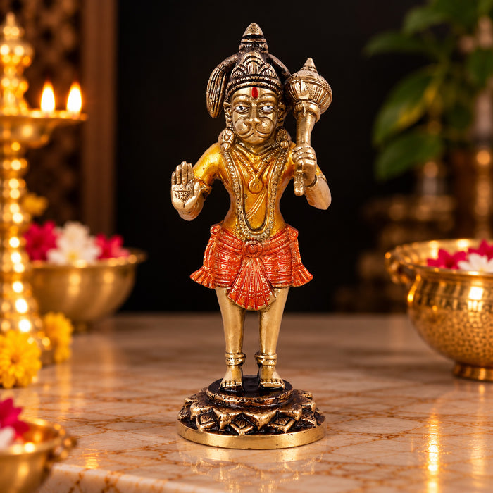 7.6 Inch Brass Standing Hanuman Ji Idol